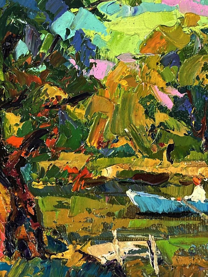 Oil painting Fishing on the river bank Oksana Ivanyuk - 7