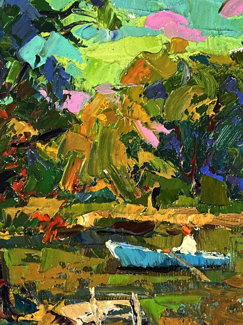 Oil painting Fishing on the river bank Oksana Ivanyuk - 8