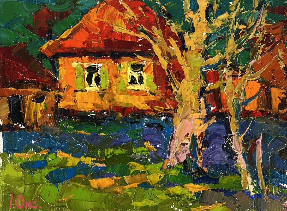Oil painting Warm Evening in the Village Oksana Ivanyuk - 3