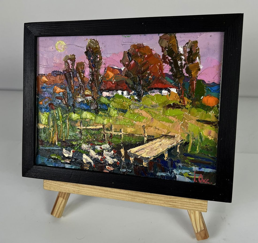 Oil painting Ducks are swimming by the river Oksana Ivanyuk - 2