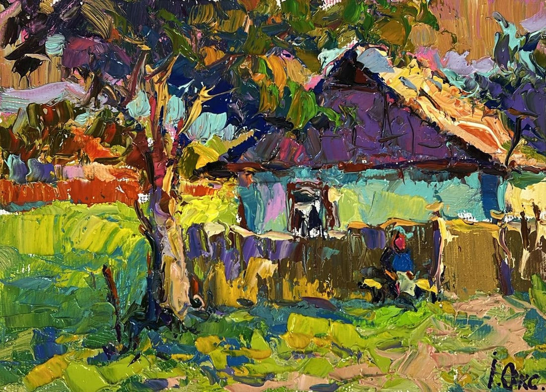 Oil painting In the evening in the yard Oksana Ivanyuk - 3