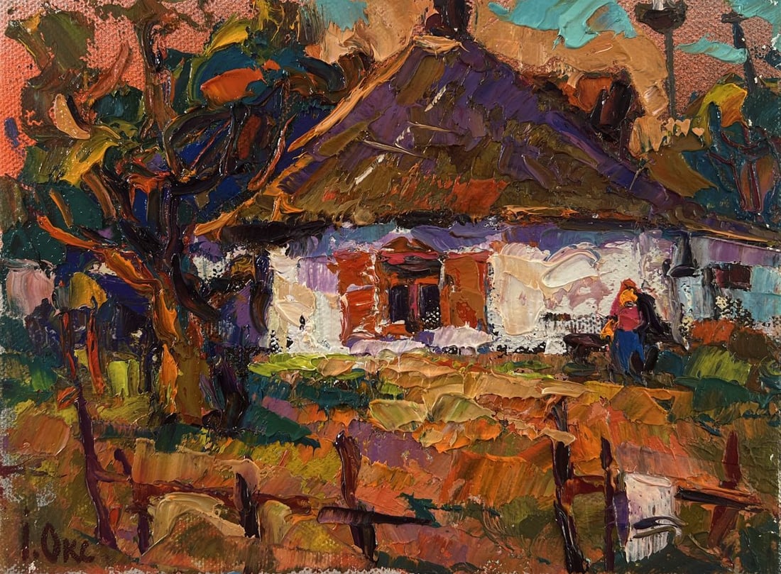 Oil painting Evening in the yard Oksana Ivanyuk - 3