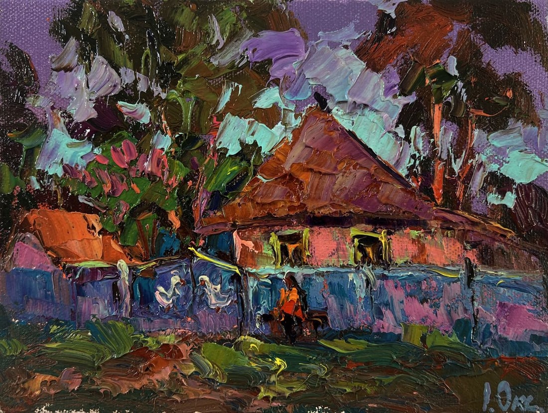 Oil painting Rural evening in the yard Oksana Ivanyuk - 3