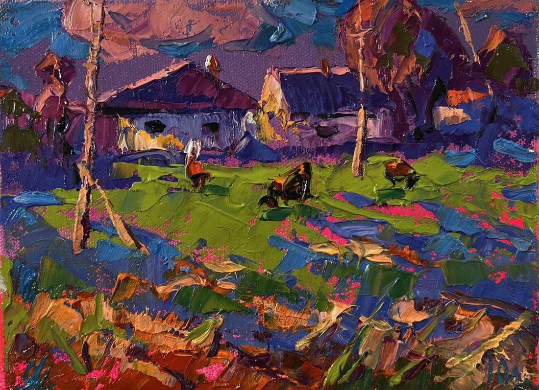 Oil painting Purple evening in the village Oleksiy Ivanyuk - 3