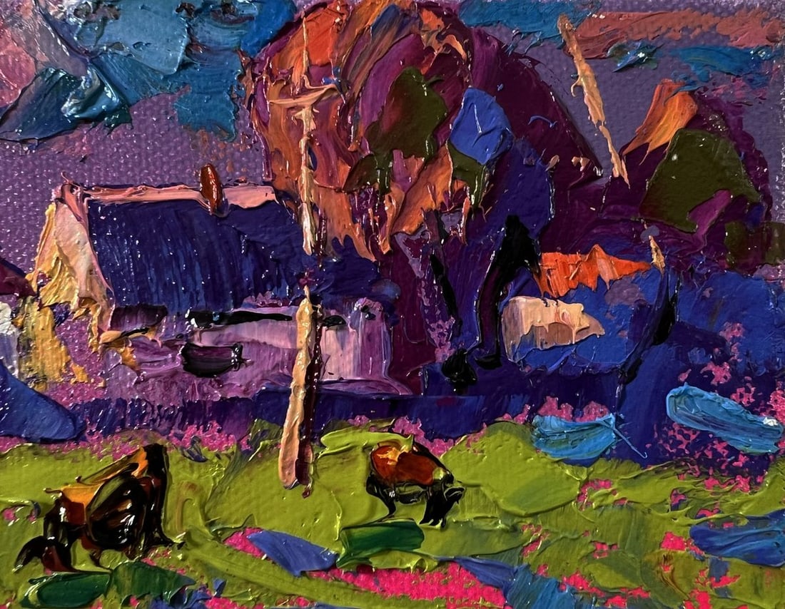 Oil painting Purple evening in the village Oleksiy Ivanyuk - 4
