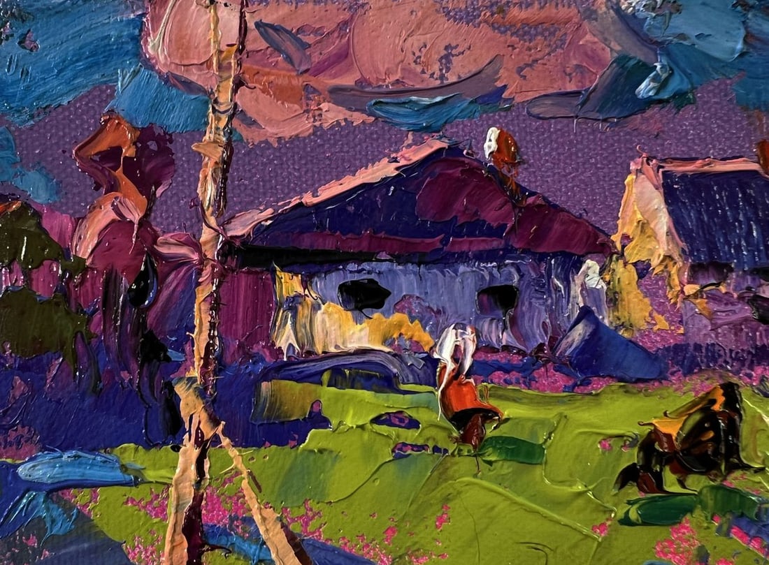 Oil painting Purple evening in the village Oleksiy Ivanyuk - 7