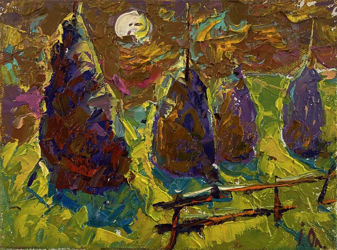 Oil painting Bright night over the field Oleksiy Ivanyuk - 3