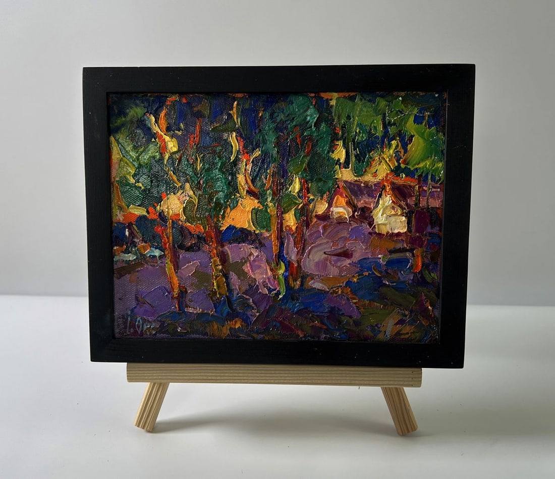 Oil painting Orange sunset behind the trees Oksana Ivanyuk: Title: Oil painting Orange sunset behind the trees Oksana Ivanyuk Description: No.AAA5645The Oil painting Canvas titled “Orange sunset behind the trees” invites the viewer into a mystical worl