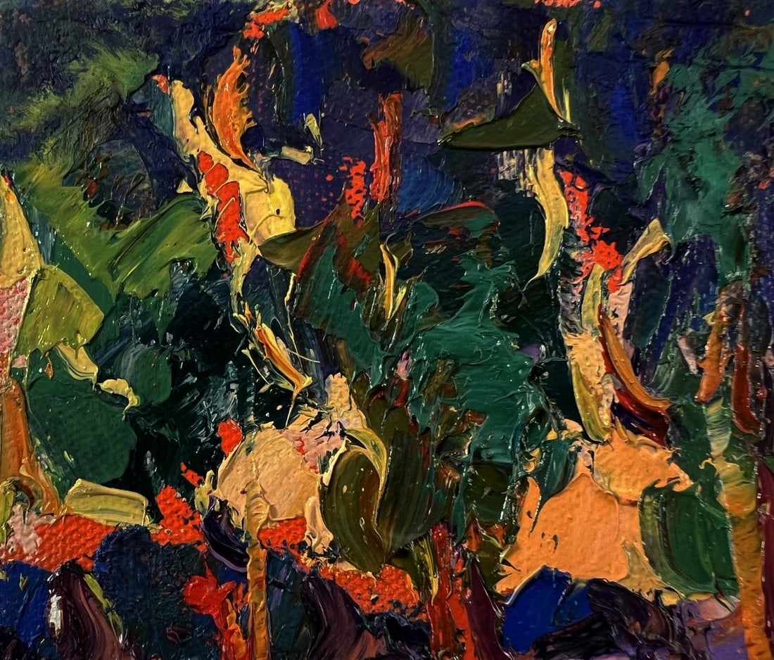 Oil painting Orange sunset behind the trees Oksana Ivanyuk - 7