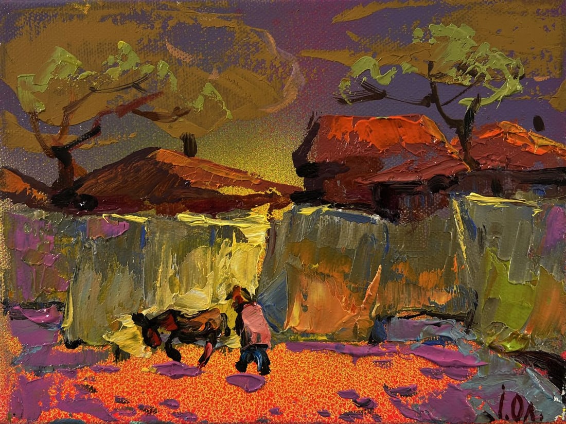 Oil painting Village evening in reflection Oleksiy Ivanyuk - 3