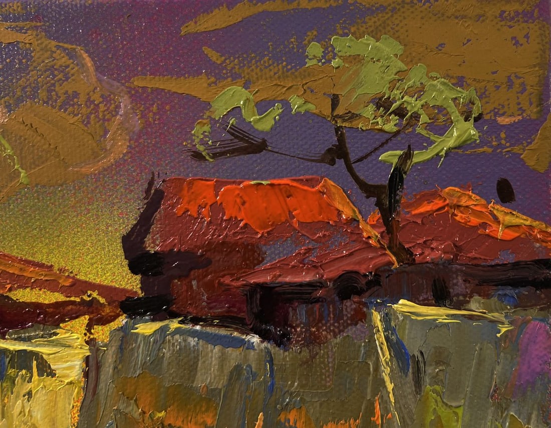 Oil painting Village evening in reflection Oleksiy Ivanyuk - 4