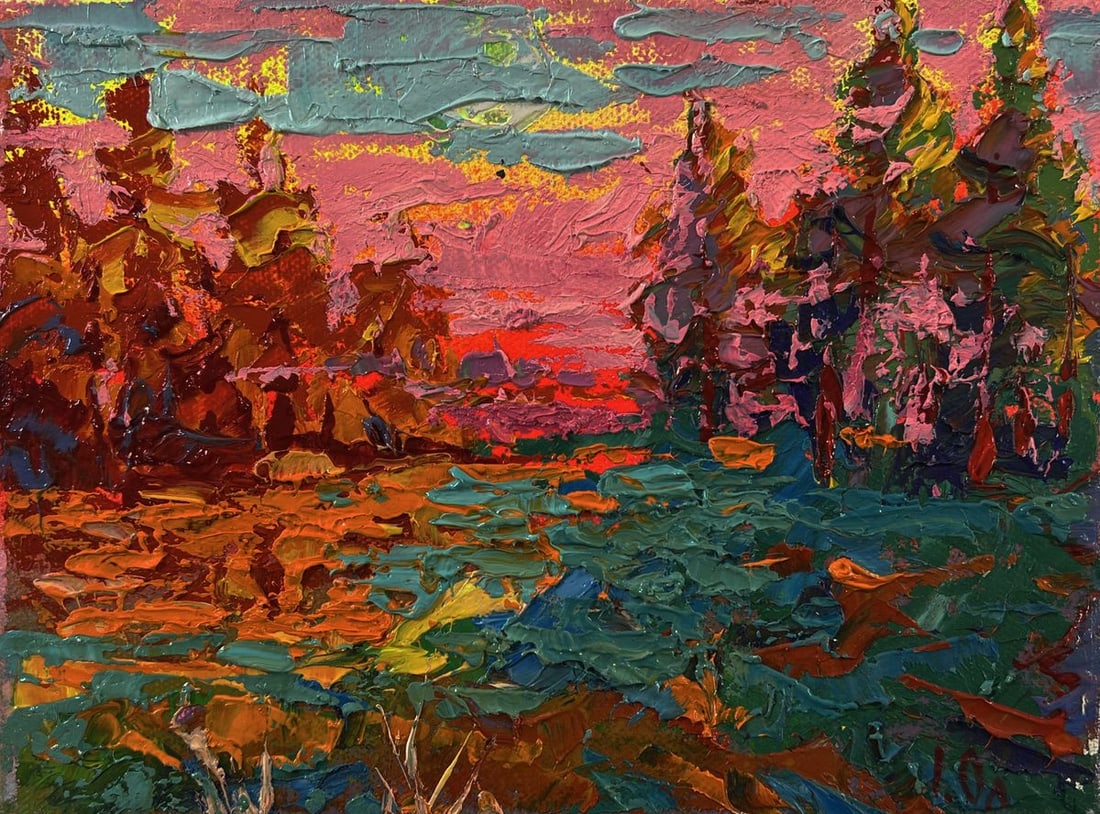 Oil painting Pink evening sunset Oleksiy Ivanyuk - 3