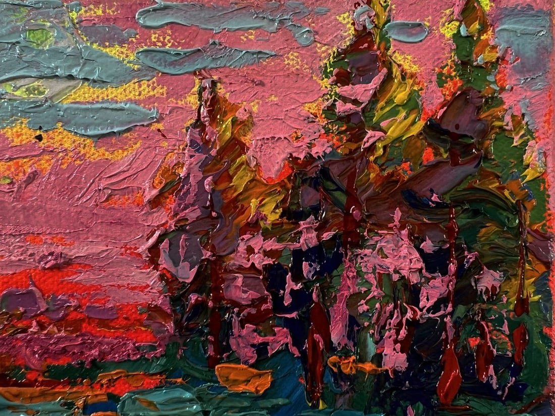 Oil painting Pink evening sunset Oleksiy Ivanyuk - 4