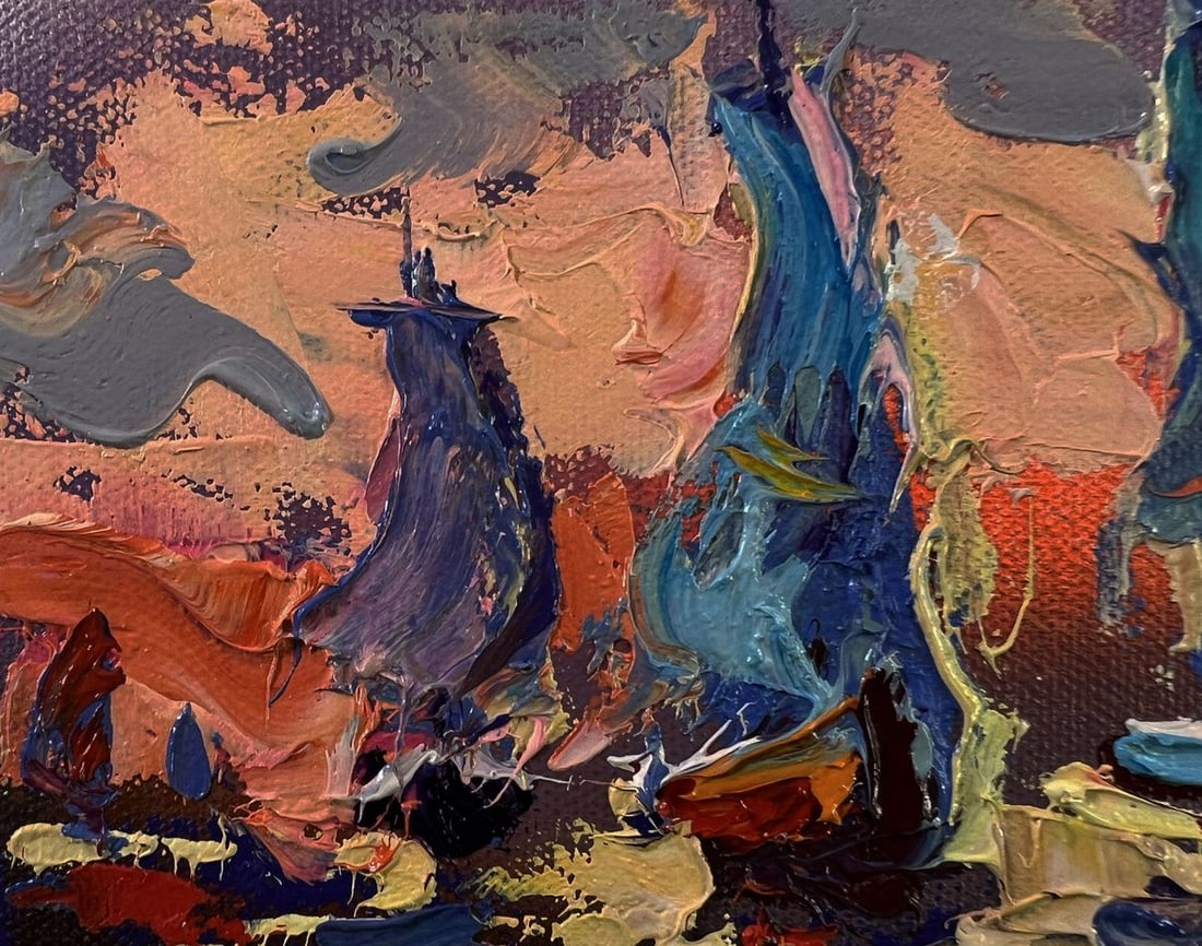 Oil painting Sailboats and orange sunset Oleksiy Ivanyuk - 7