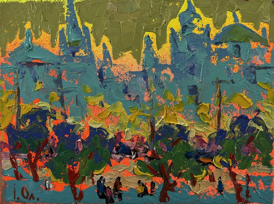 Oil painting City in the rays of sunset Oleksiy Ivanyuk - 3