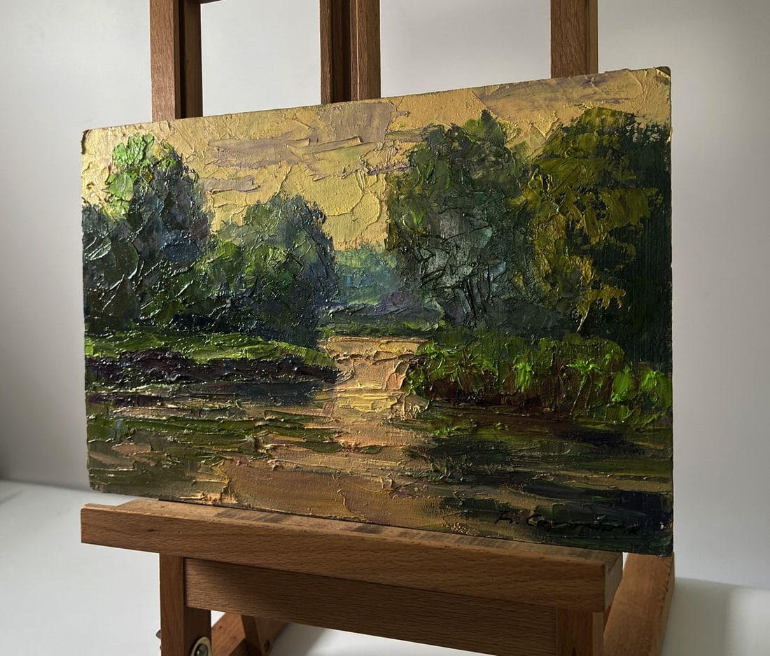 Oil painting Spring sunset over the river Boris Serdyuk - 2
