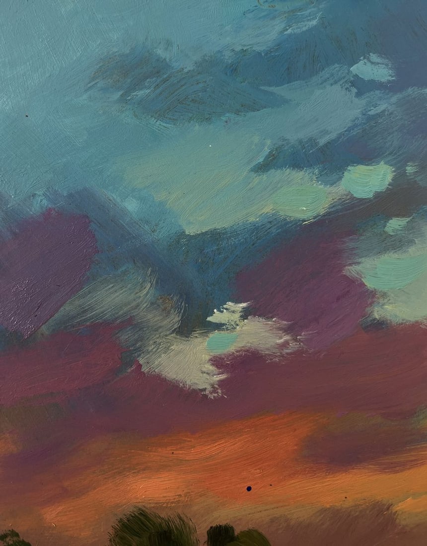 Oil painting Orange sunset over the river Yuriy Suprunchuk - 6