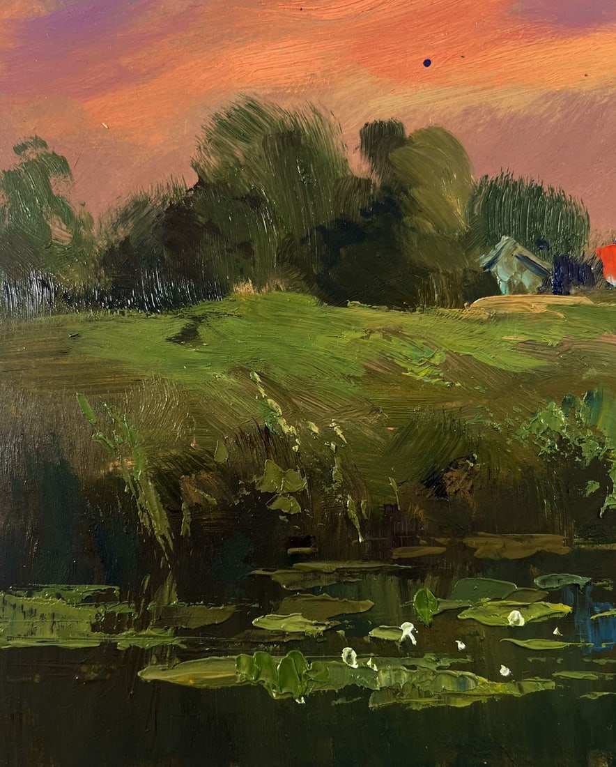 Oil painting Orange sunset over the river Yuriy Suprunchuk - 7