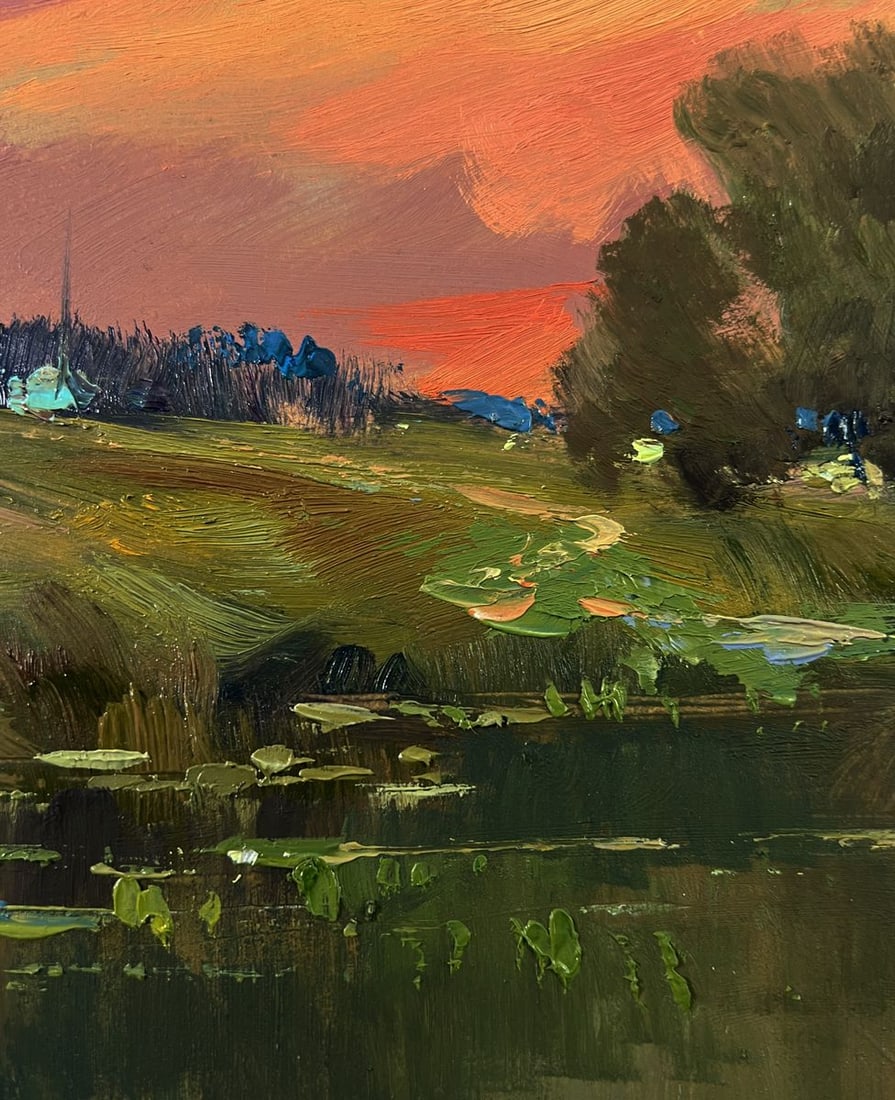 Oil painting Orange sunset over the river Yuriy Suprunchuk - 8