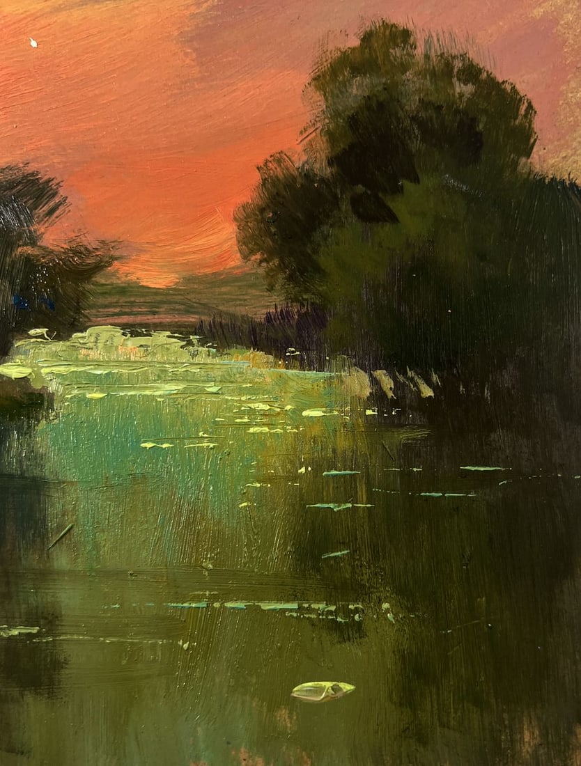 Oil painting Orange sunset over the river Yuriy Suprunchuk - 9