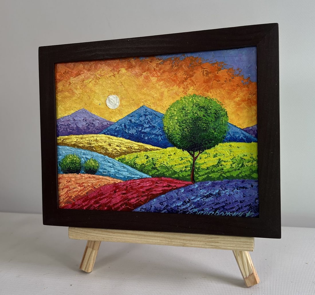 Oil painting Summer sunset over flowering slopes V. Zadorozhnya - 2