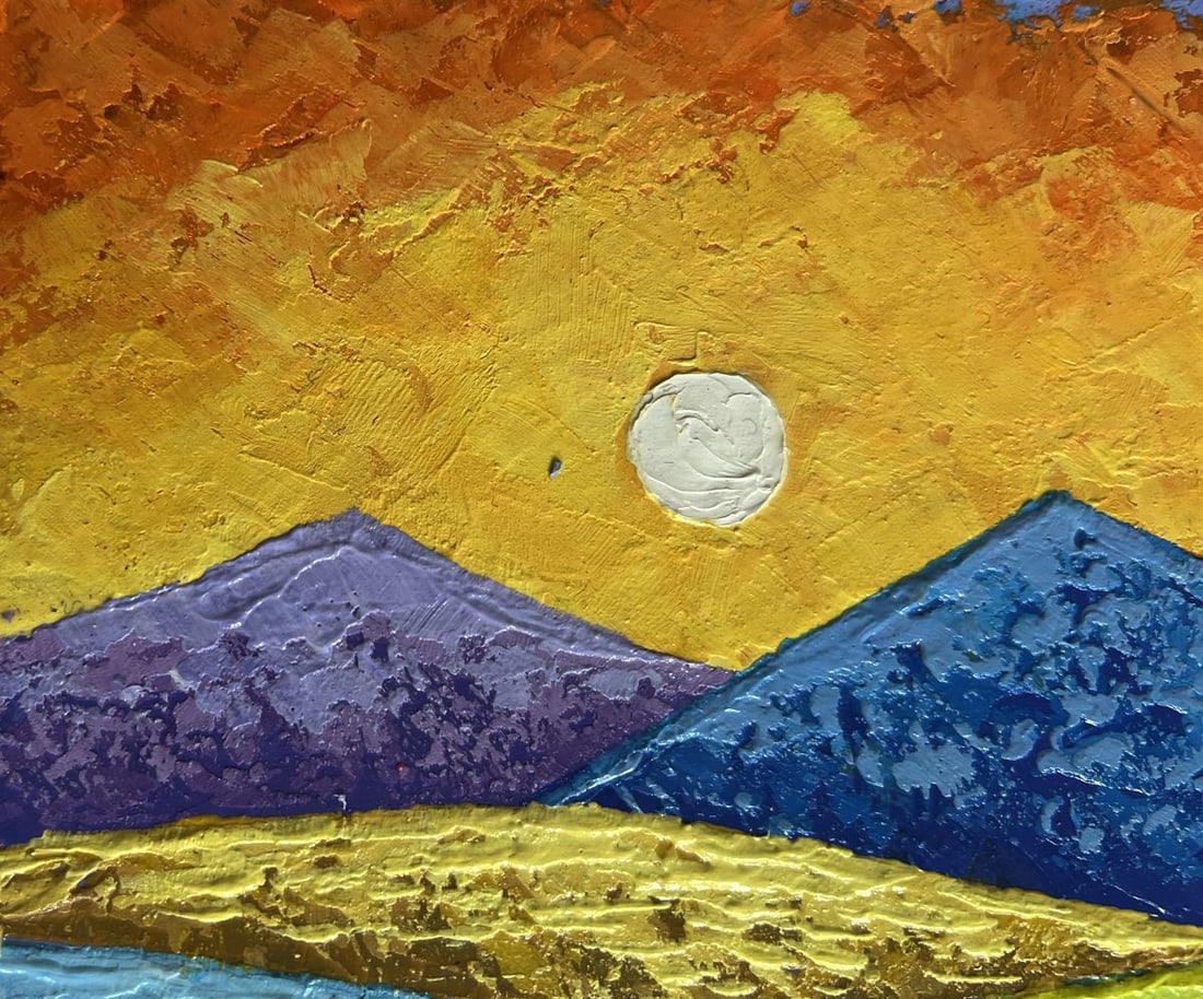 Oil painting Summer sunset over flowering slopes V. Zadorozhnya - 4