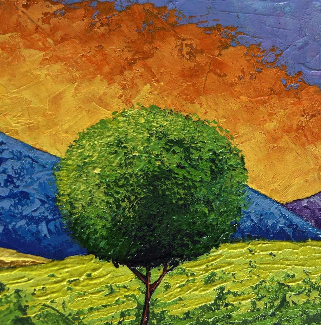Oil painting Summer sunset over flowering slopes V. Zadorozhnya - 6