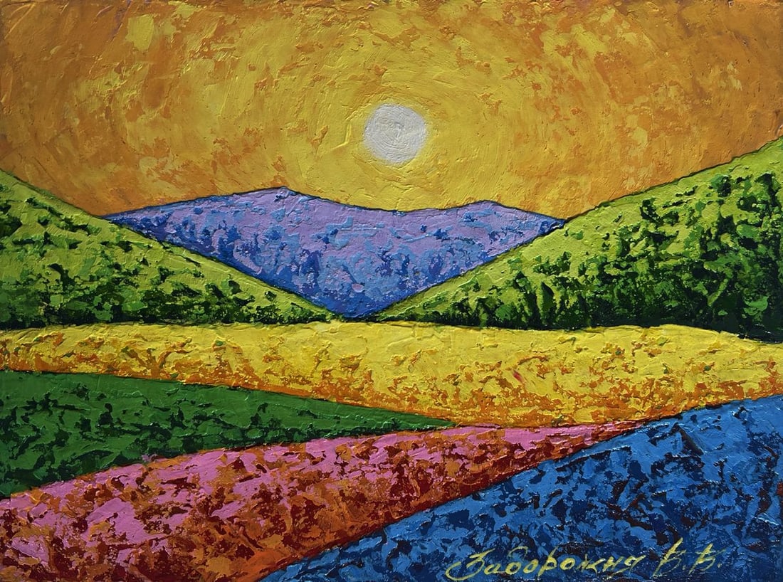 Oil painting The sky in the lights of the evening sun V. Zadorozhnya - 3