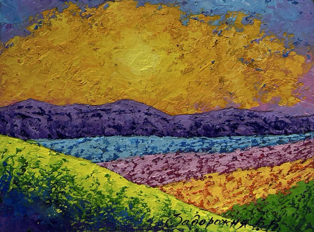 Oil painting Summer flower fields and sunset V. Zadorozhnya - 3