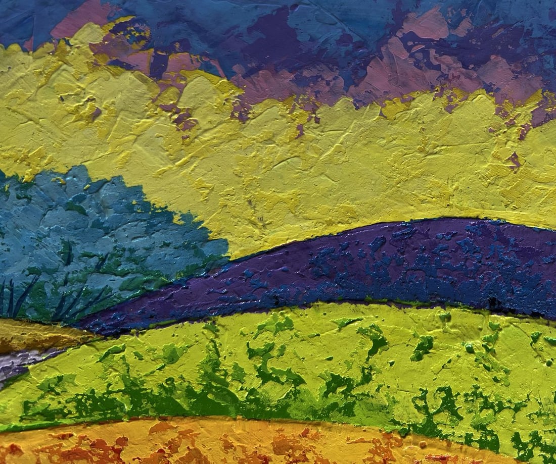 Oil painting Fiery sky over green forest V. Zadorozhnya - 4