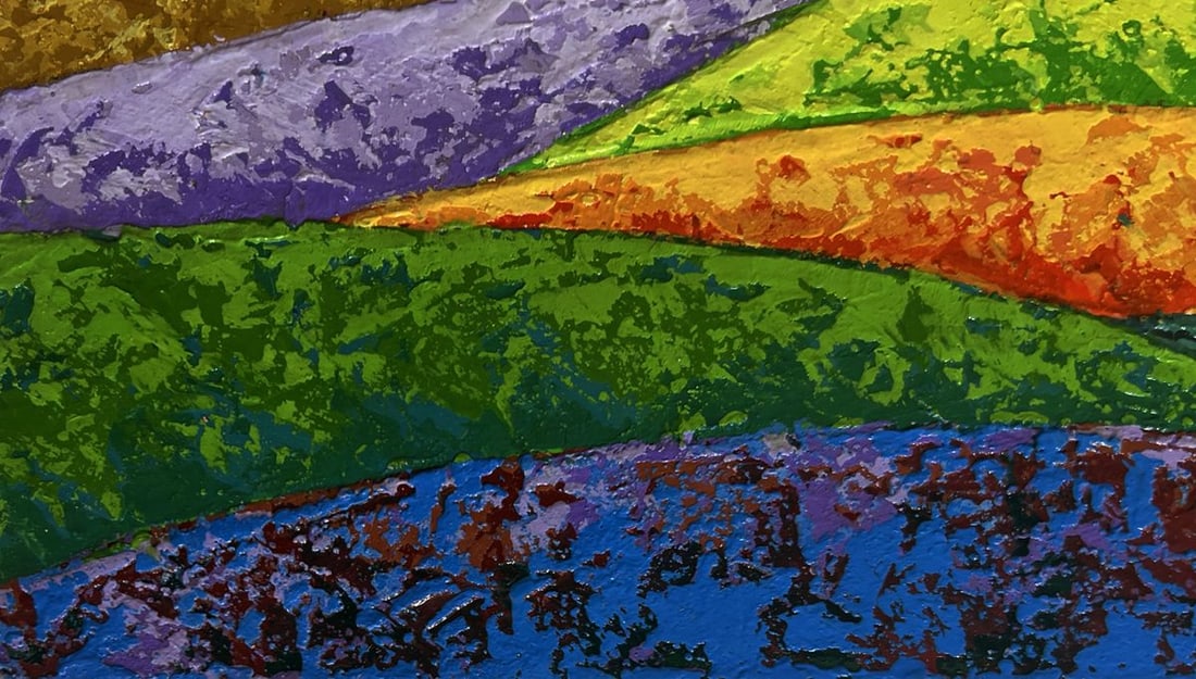 Oil painting Fiery sky over green forest V. Zadorozhnya - 6