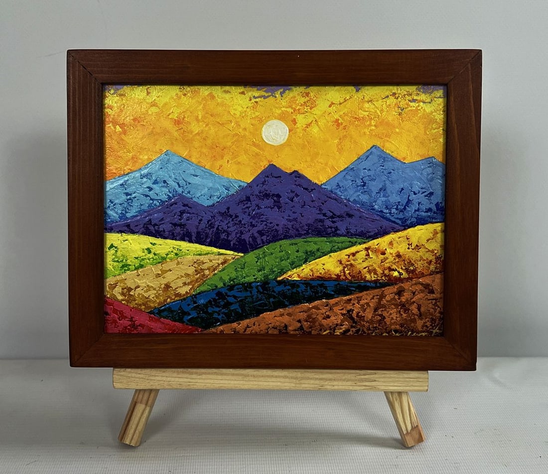Oil painting Sunset is like fire in the mountains V. Zadorozhnya (1 of 8)