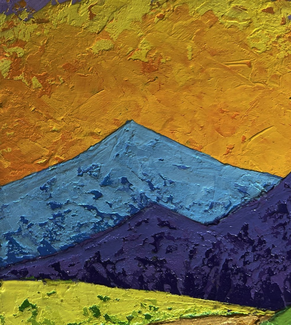 Oil painting Sunset is like fire in the mountains V. Zadorozhnya - 5