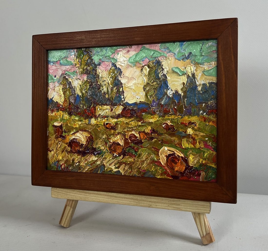 Oil painting Haystacks in the field Alex Kalenyuk - 2