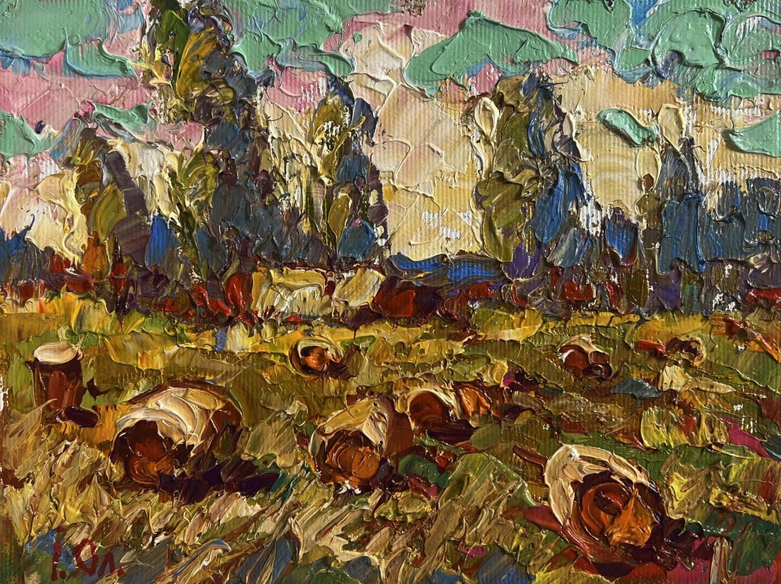 Oil painting Haystacks in the field Alex Kalenyuk - 3