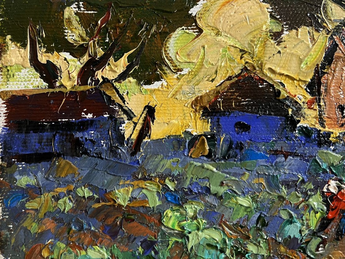 Oil painting Cabbage is being planted in the garden Alex Kalenyuk - 5