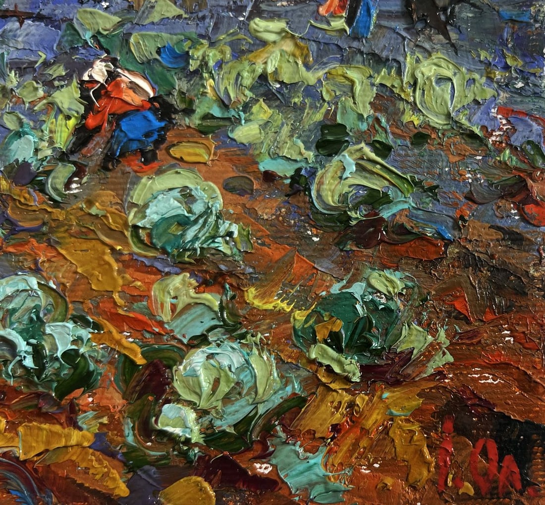 Oil painting Cabbage is being planted in the garden Alex Kalenyuk - 7