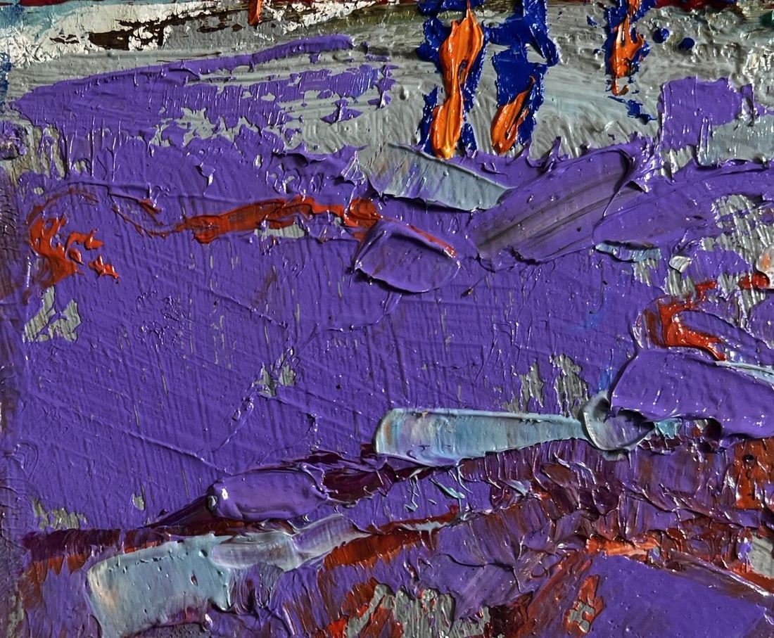 Oil painting Crimson winter evening Alex Kalenyuk - 5