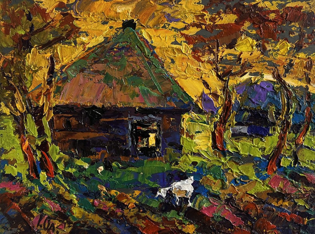 Oil painting Warm evening in the village Alex Kalenyuk - 3
