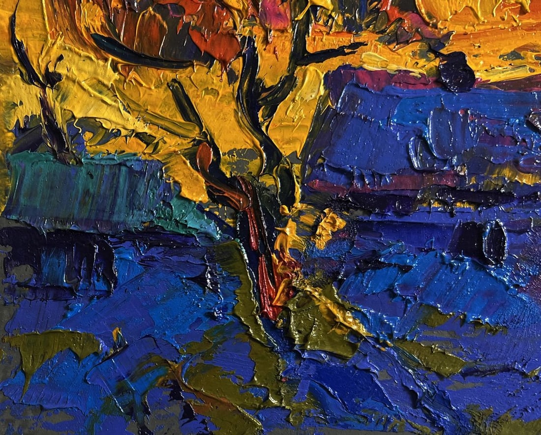 Oil painting A blazing evening in the village Alex Kalenyuk - 5