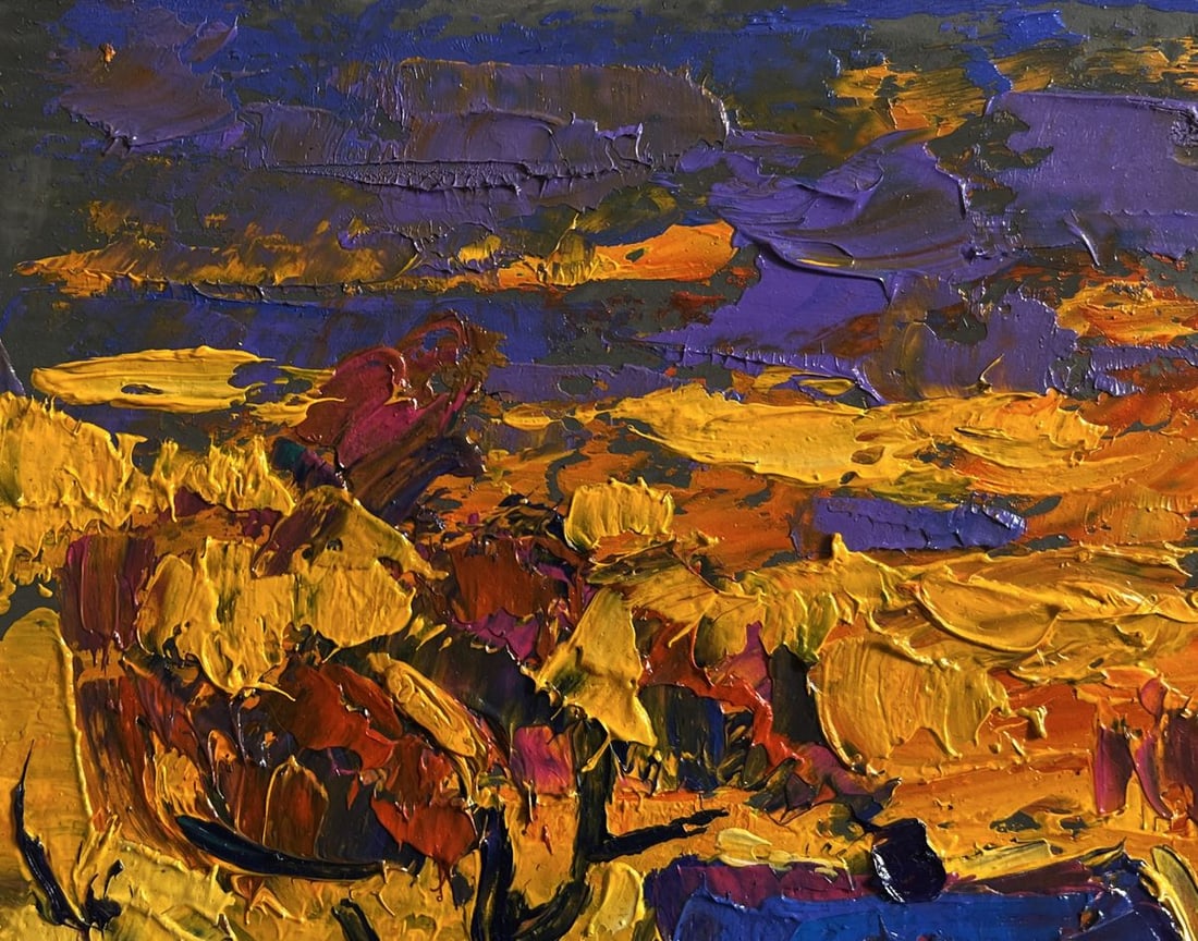 Oil painting A blazing evening in the village Alex Kalenyuk - 6