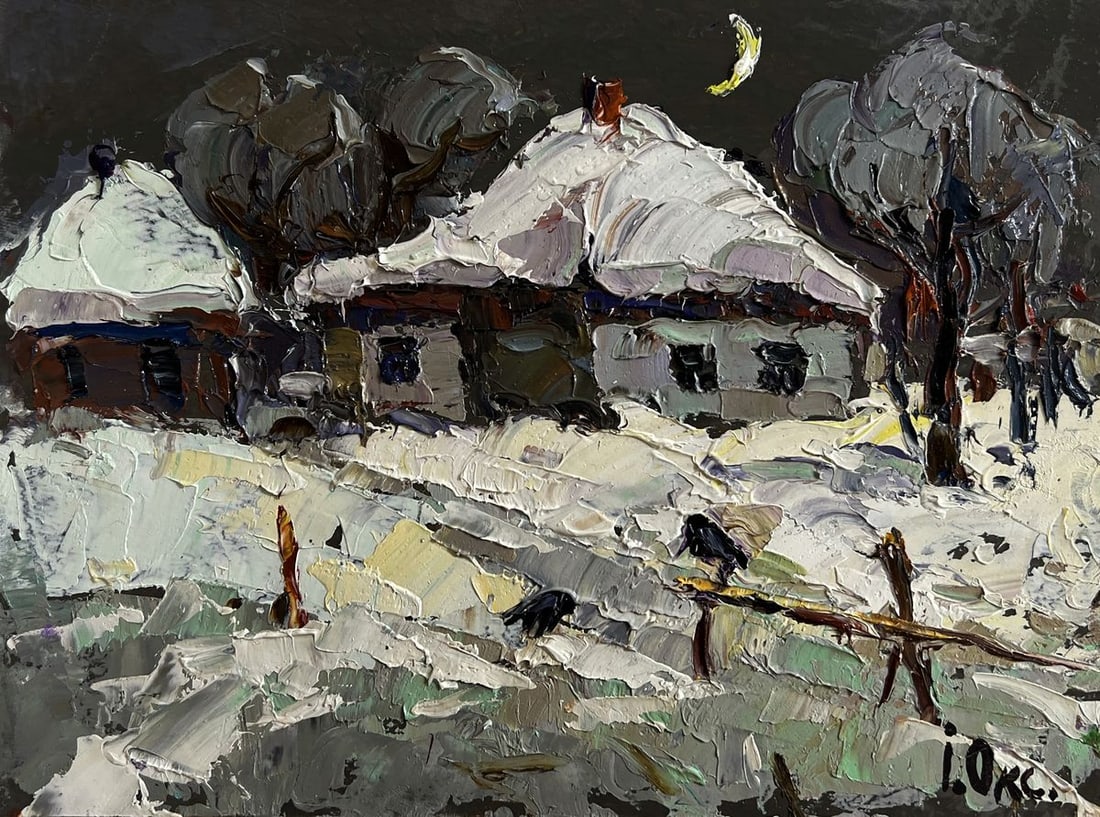Oil painting Moonlit winter night Oksana Kalenyuk - 3