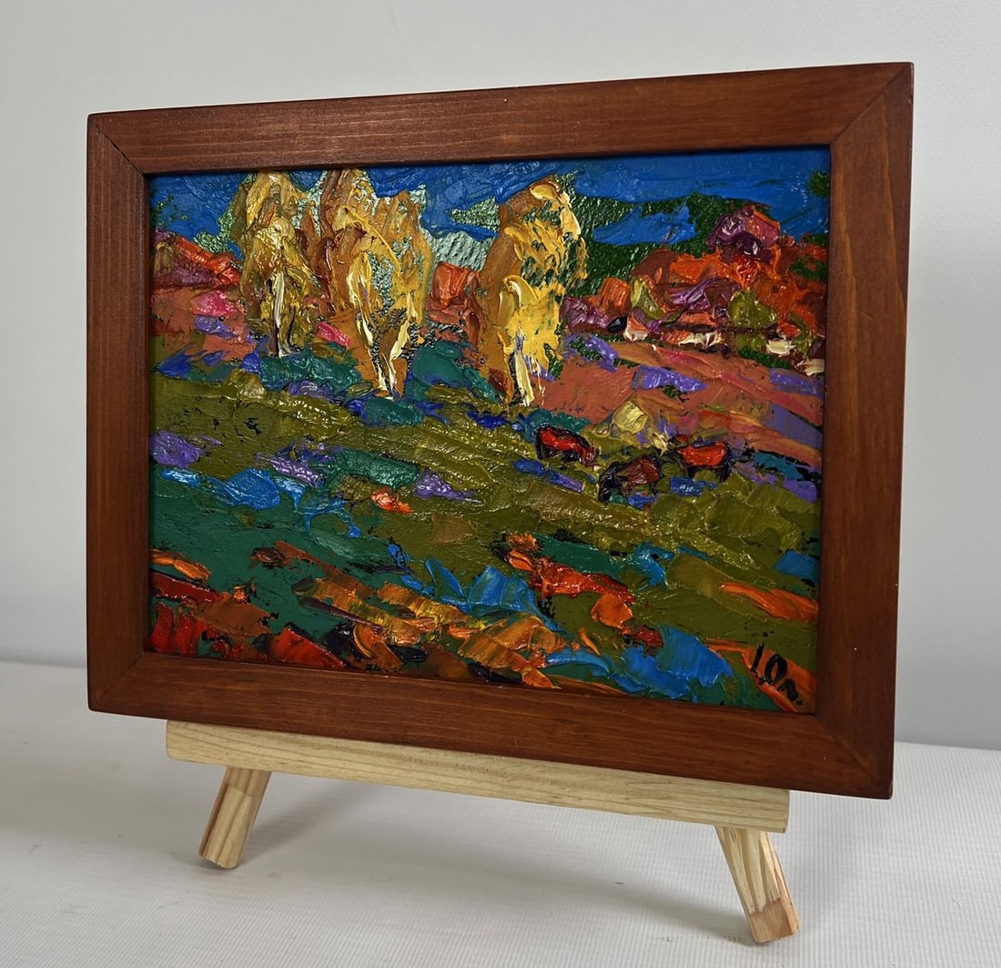 Oil painting Cattle grazing in autumn meadows Alex Kalenyuk - 2