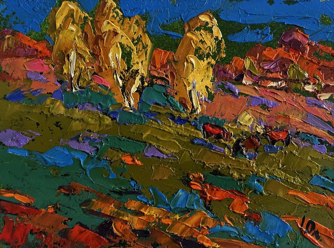 Oil painting Cattle grazing in autumn meadows Alex Kalenyuk - 3
