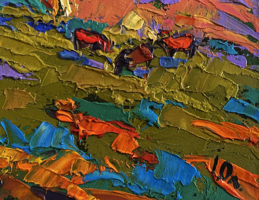 Oil painting Cattle grazing in autumn meadows Alex Kalenyuk - 7