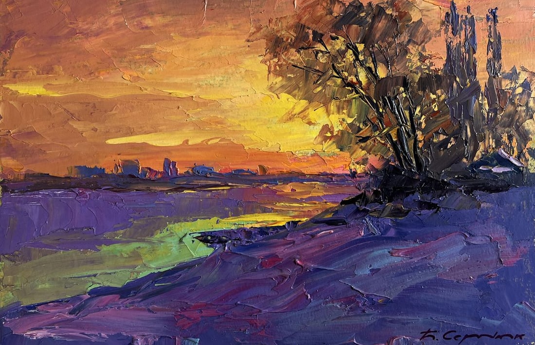 Oil painting The winter morning begins Boris Serdyuk - 3