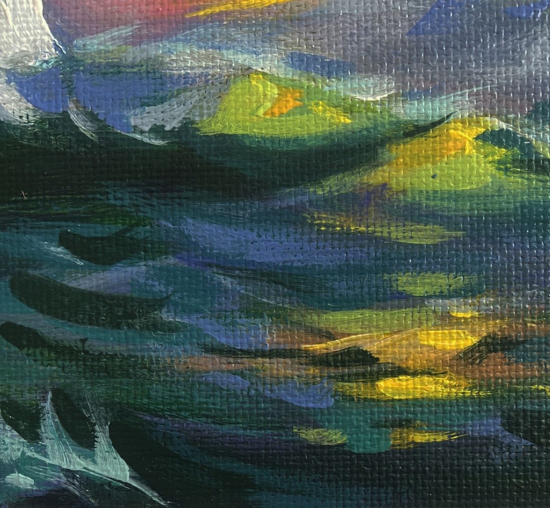 Acrylic painting Raging waves at sunset Mykhailo Patskan - 8