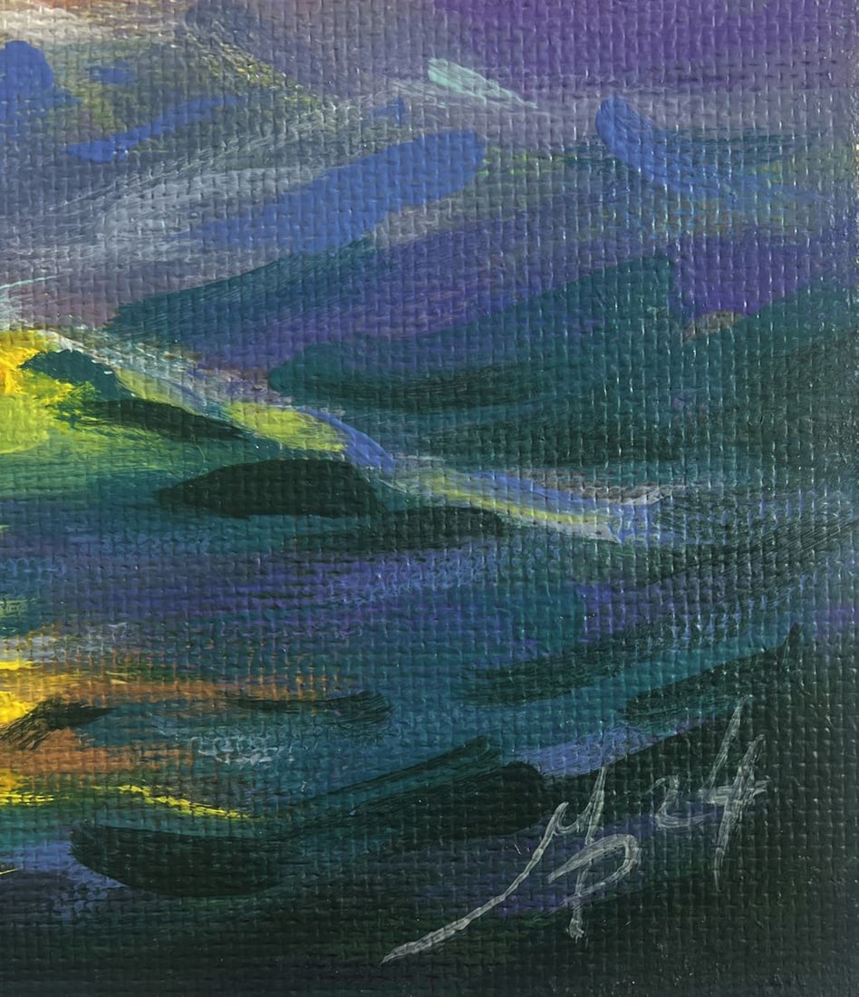 Acrylic painting Raging waves at sunset Mykhailo Patskan - 9