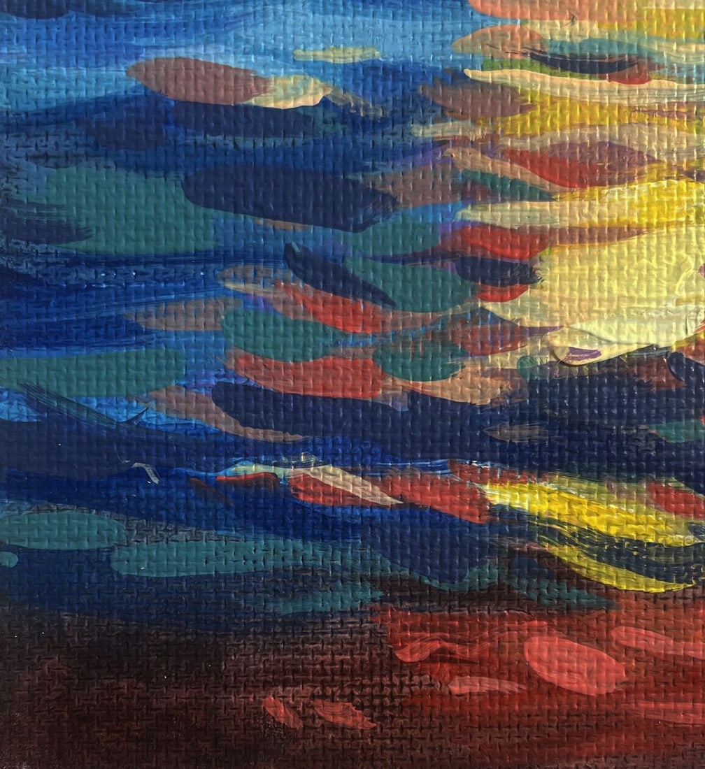 Acrylic painting Sunset over the sea horizon Mykhailo Patskan - 7