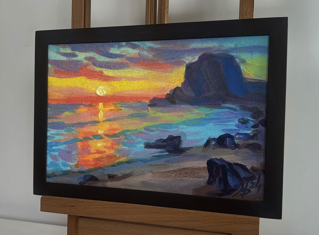 Acrylic painting Reflection of sunset in the sea Mykhailo Patskan - 2